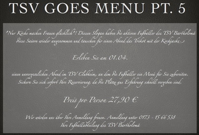 TSV goes Menu Pt. 5
