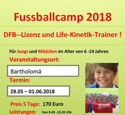 Fußballcamp für 6-14-Jährige in Bartholomä