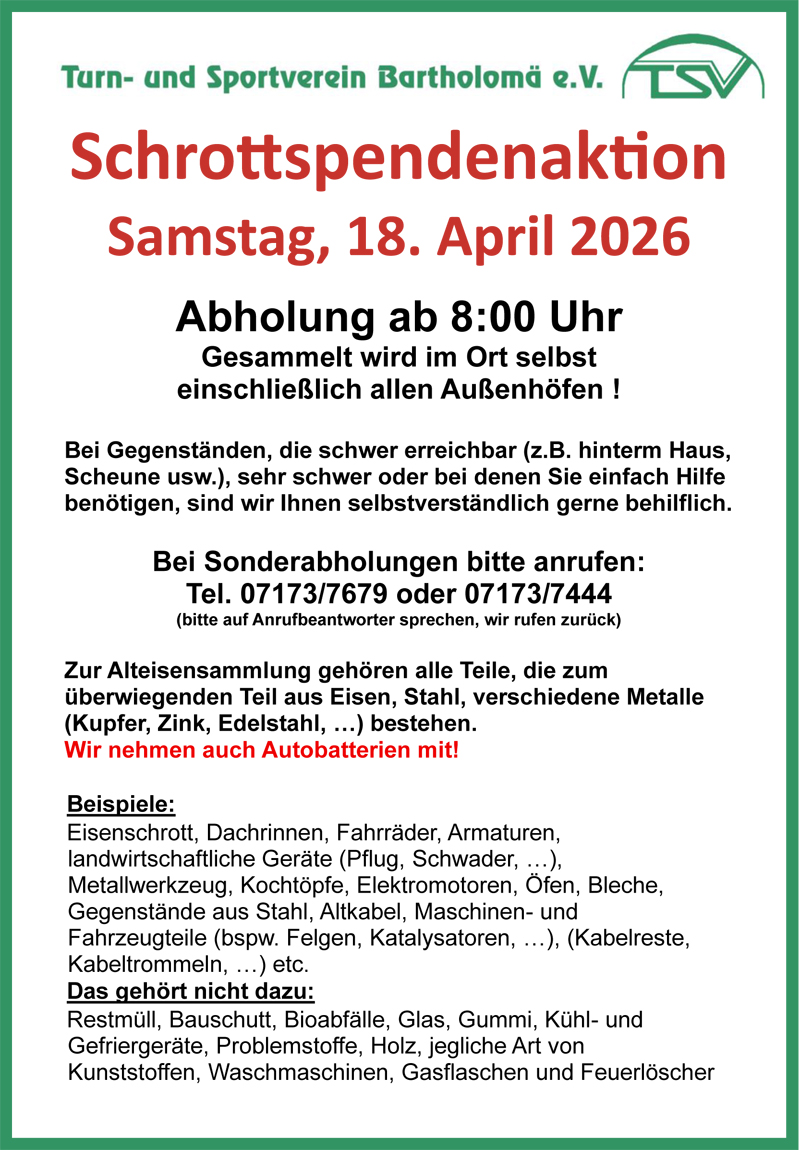 TSV-Schrottspendenaktion