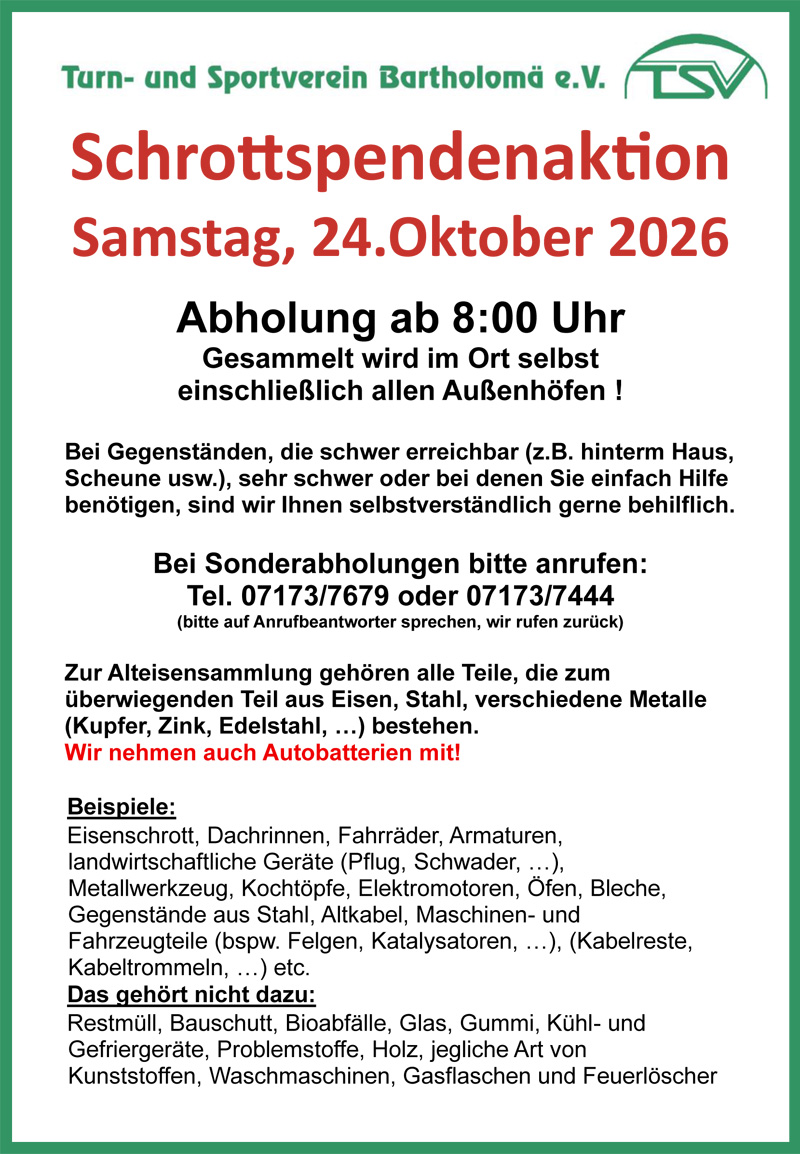 TSV-Schrottspendenaktion